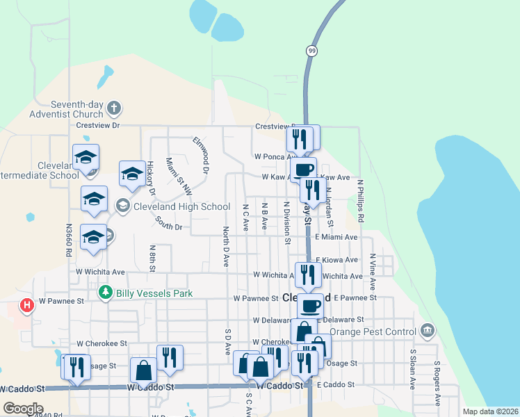 map of restaurants, bars, coffee shops, grocery stores, and more near 206 West Creek Avenue in Cleveland