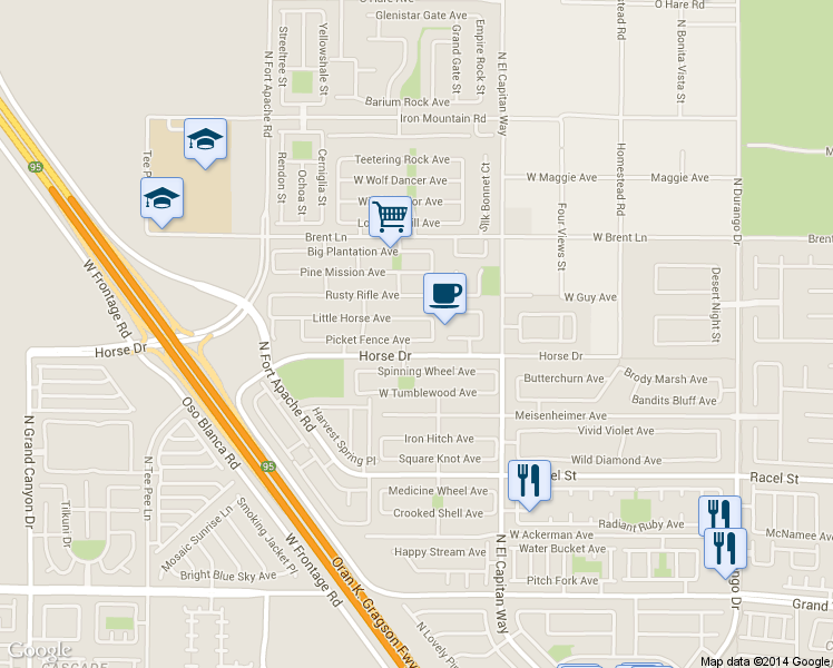 map of restaurants, bars, coffee shops, grocery stores, and more near 8916 Picket Fence Avenue in Las Vegas