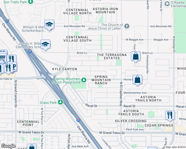 map of restaurants, bars, coffee shops, grocery stores, and more near 9024 Picket Fence Avenue in Las Vegas