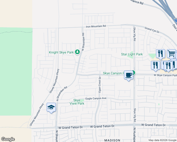 map of restaurants, bars, coffee shops, grocery stores, and more near 7839-7833 North Chiefain in Las Vegas
