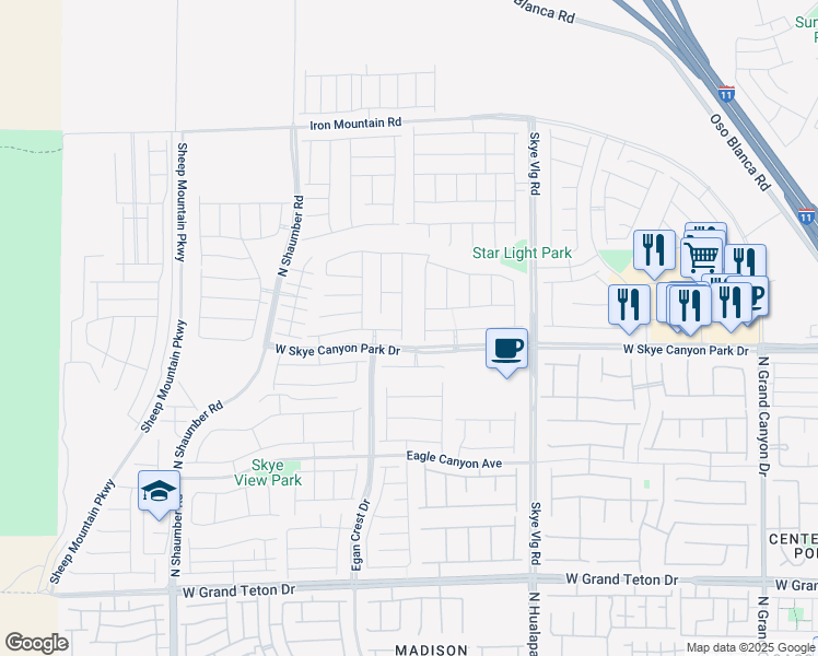map of restaurants, bars, coffee shops, grocery stores, and more near 8564 Scalpay St in Las Vegas