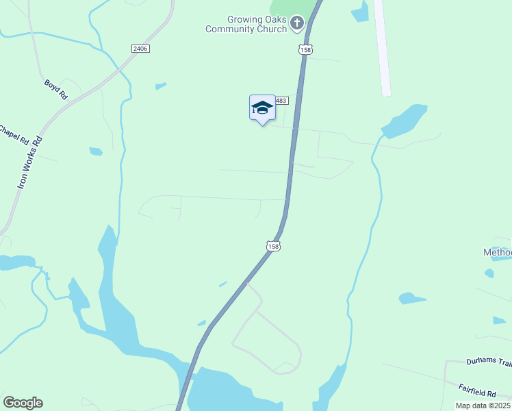 map of restaurants, bars, coffee shops, grocery stores, and more near 160 Shell Road in Reidsville