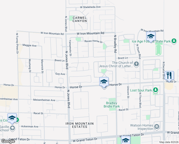 map of restaurants, bars, coffee shops, grocery stores, and more near 5809 Glenmere Avenue in Las Vegas