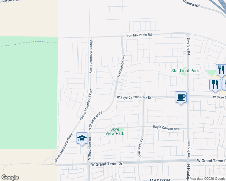map of restaurants, bars, coffee shops, grocery stores, and more near 10806 Grand Teton Drive in Las Vegas