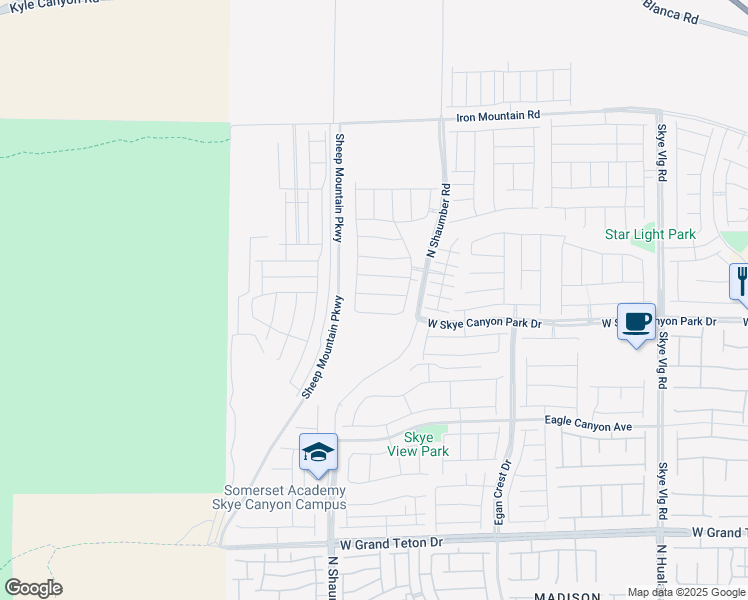 map of restaurants, bars, coffee shops, grocery stores, and more near 10643 Enridge Avenue in Las Vegas