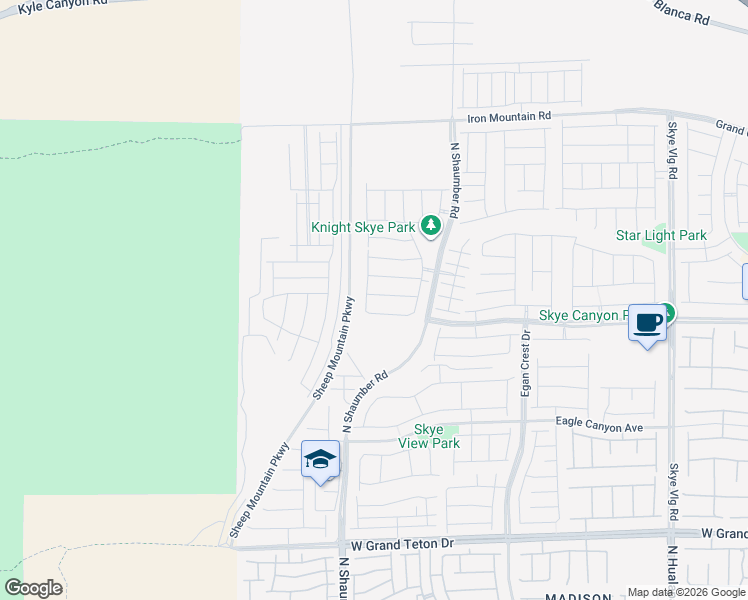 map of restaurants, bars, coffee shops, grocery stores, and more near 10667 Enridge Avenue in Las Vegas