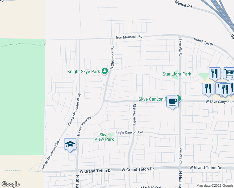 map of restaurants, bars, coffee shops, grocery stores, and more near 10455 Bagg Ave in Las Vegas