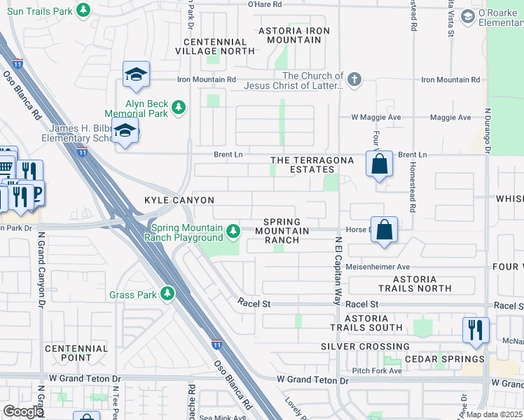 map of restaurants, bars, coffee shops, grocery stores, and more near 9021 Little Horse Avenue in Las Vegas
