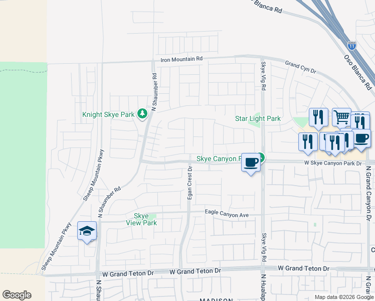 map of restaurants, bars, coffee shops, grocery stores, and more near Unnamed Road in Las Vegas