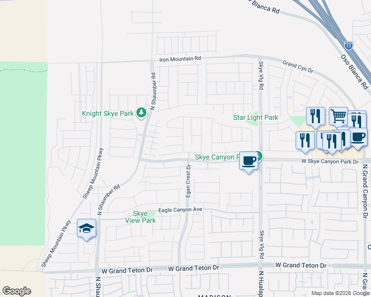 map of restaurants, bars, coffee shops, grocery stores, and more near 8580 Luse Street in Las Vegas