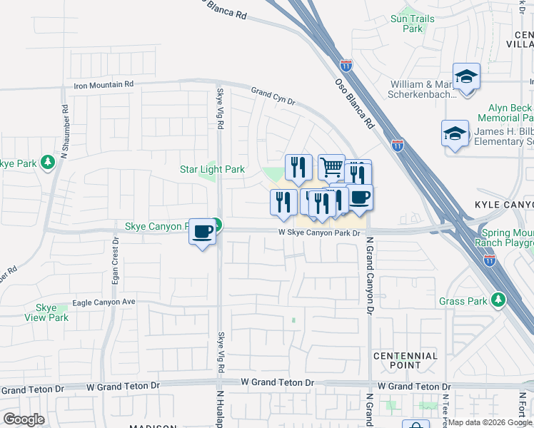 map of restaurants, bars, coffee shops, grocery stores, and more near 9952 Birch Knoll Avenue in Las Vegas