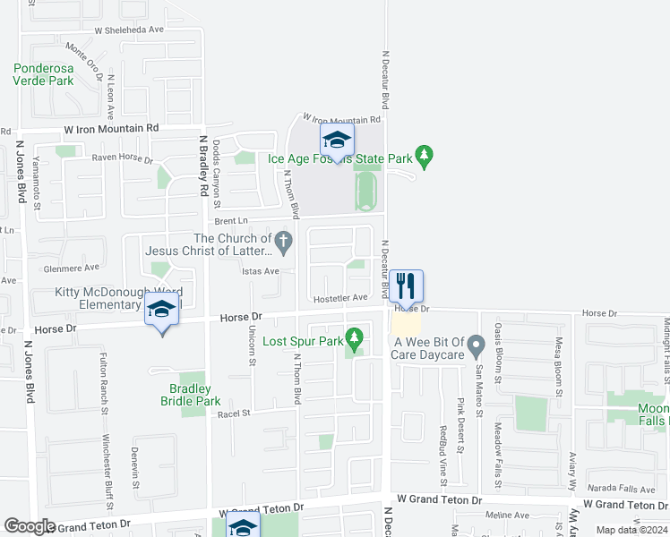 map of restaurants, bars, coffee shops, grocery stores, and more near 5009 Ironhorse Ranch Avenue in Las Vegas