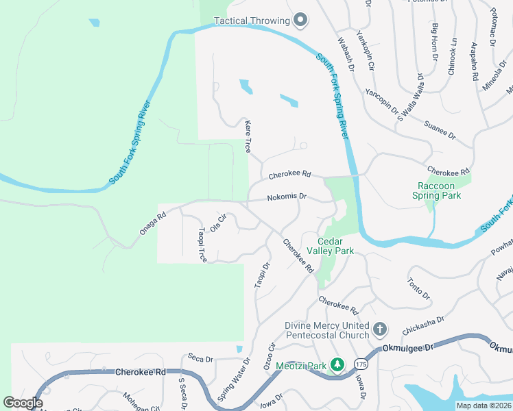 map of restaurants, bars, coffee shops, grocery stores, and more near 88 Cherokee Road in Cherokee Village