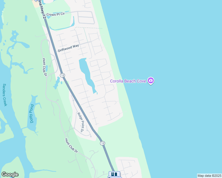 map of restaurants, bars, coffee shops, grocery stores, and more near 643 Ocean Trail in Corolla