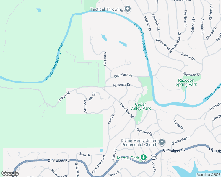 map of restaurants, bars, coffee shops, grocery stores, and more near 1 Nokomis Drive in Cherokee Village
