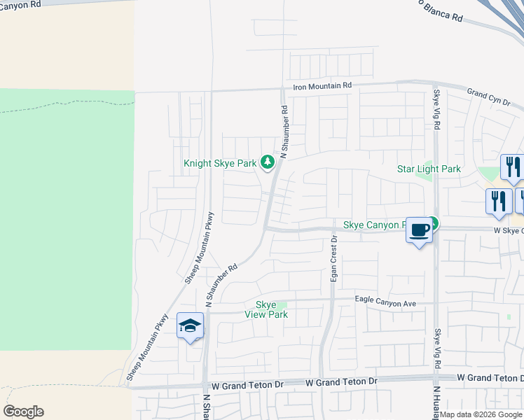 map of restaurants, bars, coffee shops, grocery stores, and more near 10806 Grand Teton Drive in Las Vegas