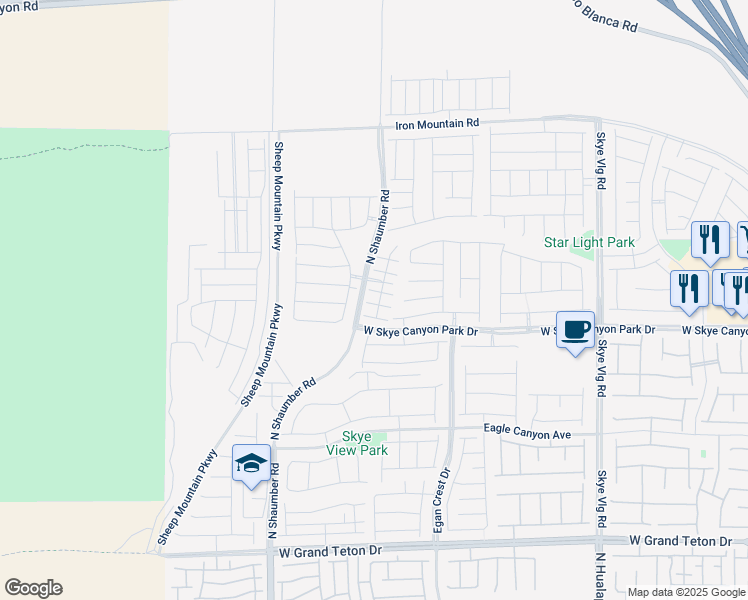 map of restaurants, bars, coffee shops, grocery stores, and more near Unnamed Road in Las Vegas