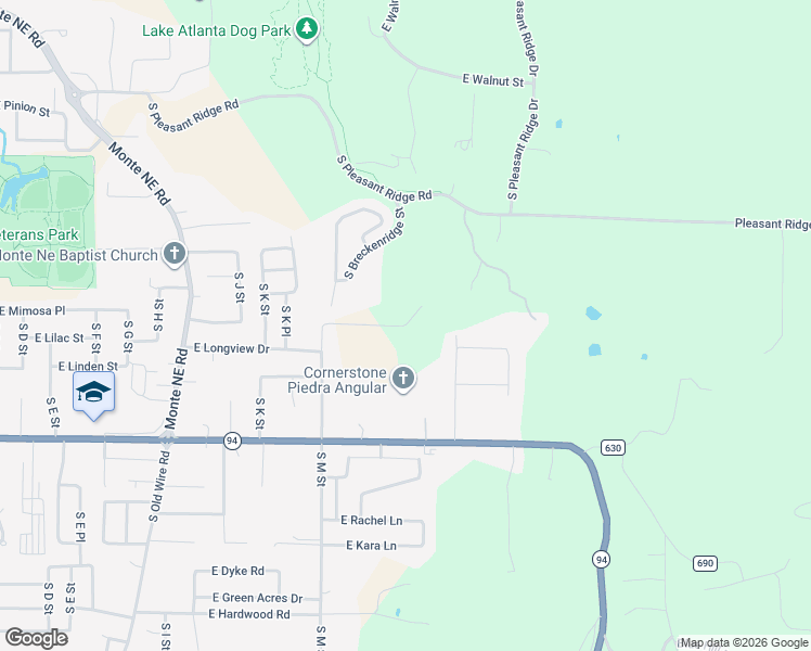 map of restaurants, bars, coffee shops, grocery stores, and more near 1161 East Longview Drive in Rogers