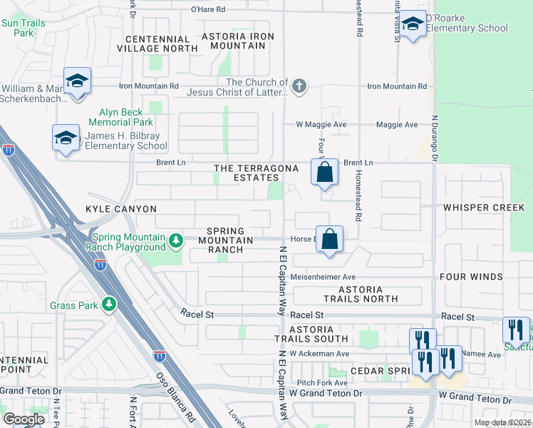 map of restaurants, bars, coffee shops, grocery stores, and more near 8805 Saint Cloud Court in Las Vegas