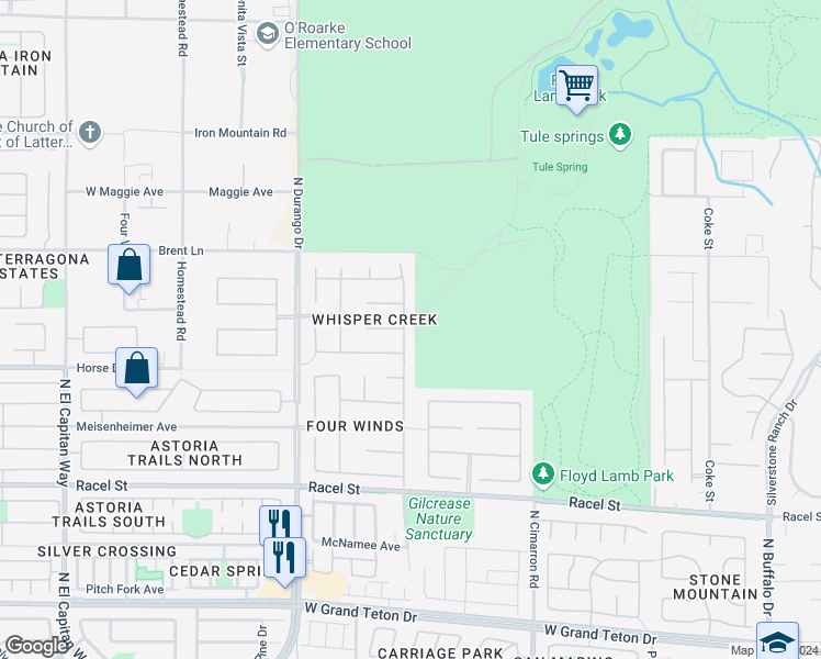 map of restaurants, bars, coffee shops, grocery stores, and more near 8608 Willow Cabin Street in Las Vegas