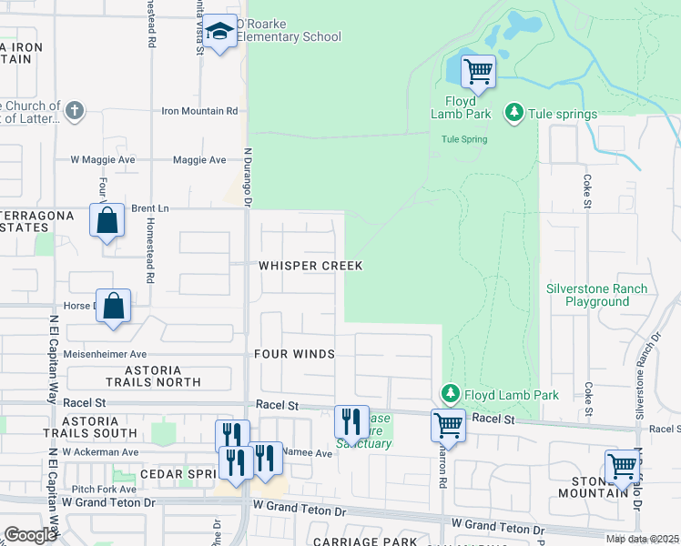 map of restaurants, bars, coffee shops, grocery stores, and more near 8608 Willow Cabin Street in Las Vegas