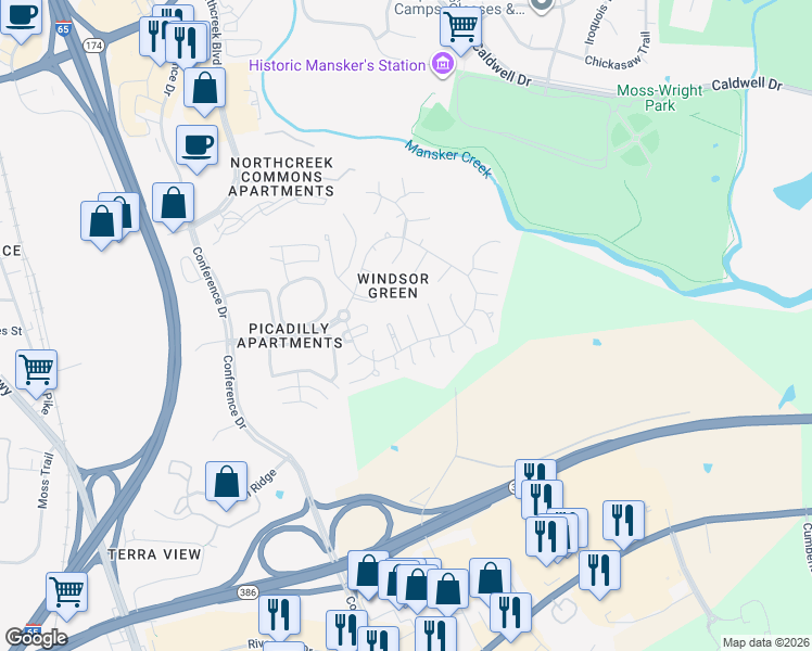 map of restaurants, bars, coffee shops, grocery stores, and more near 134 Cheshire Court in Goodlettsville