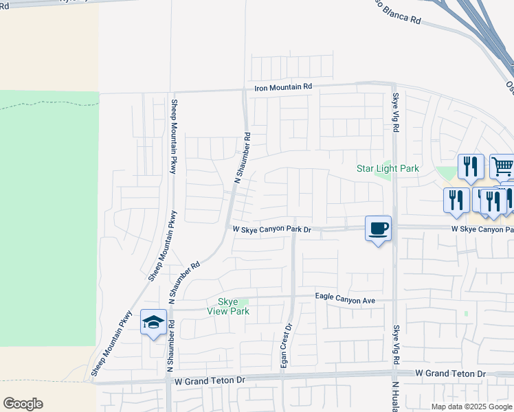 map of restaurants, bars, coffee shops, grocery stores, and more near 10456 Bagg Ave in Las Vegas