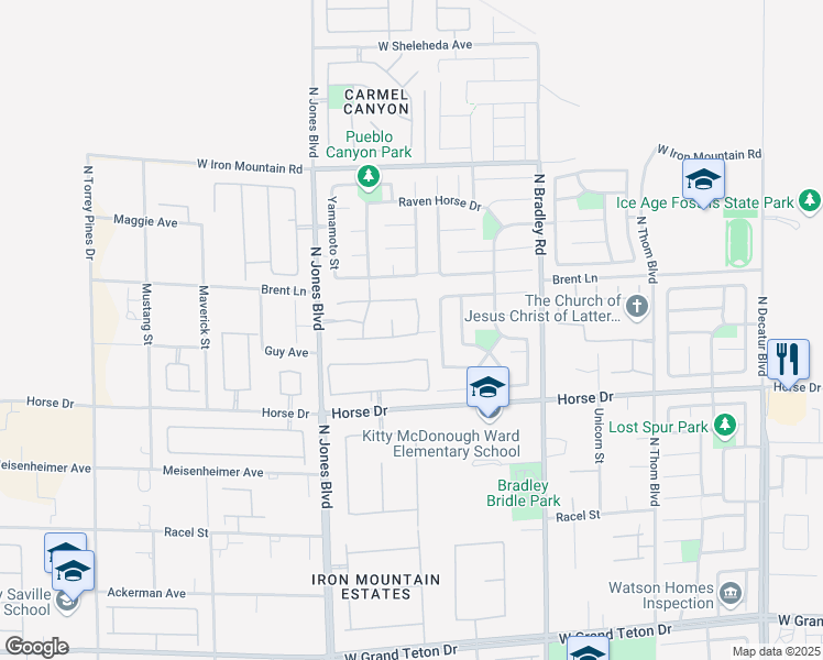 map of restaurants, bars, coffee shops, grocery stores, and more near 8509 Soaring High Street in Las Vegas