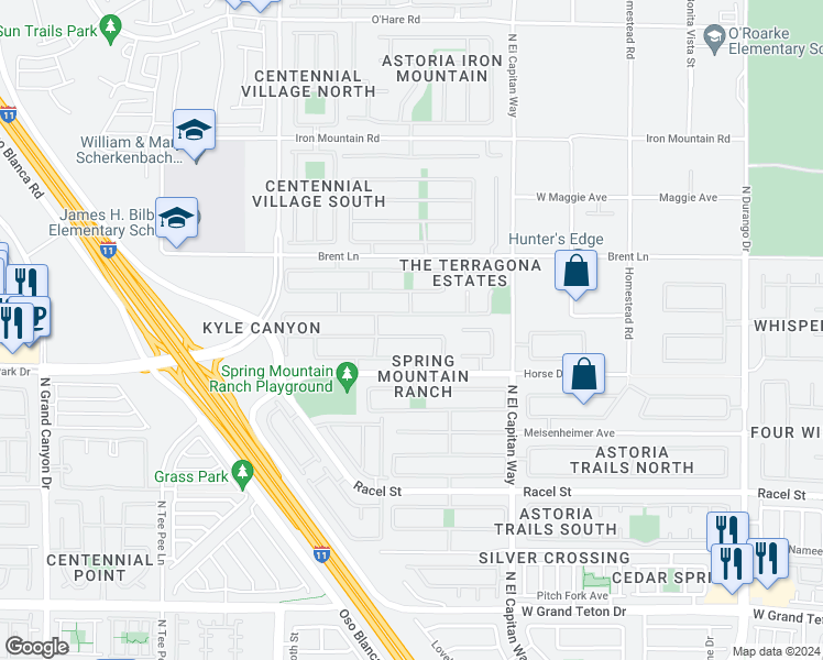 map of restaurants, bars, coffee shops, grocery stores, and more near 8932 Little Horse Avenue in Las Vegas
