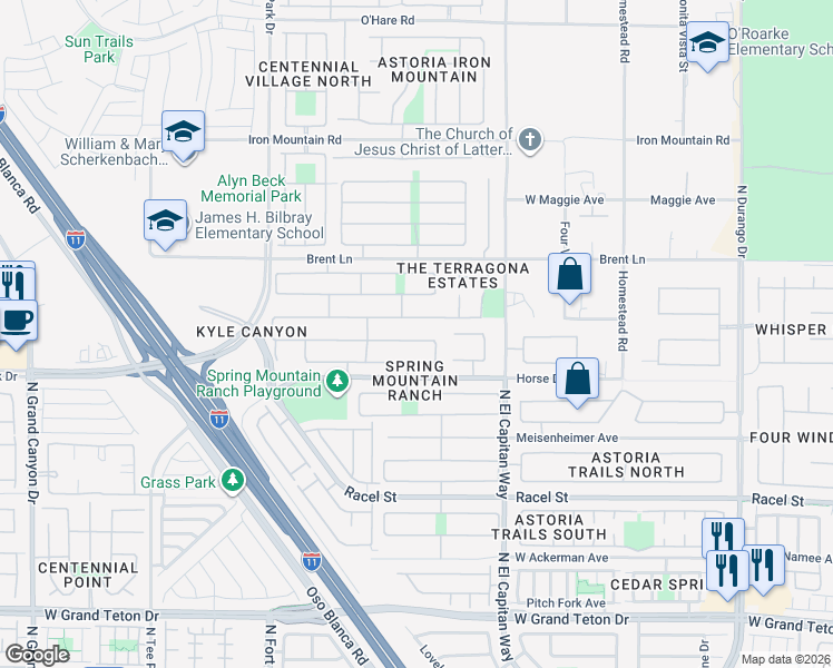 map of restaurants, bars, coffee shops, grocery stores, and more near 8929 Little Horse Avenue in Las Vegas