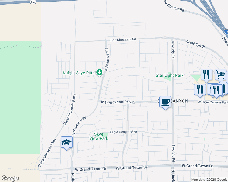map of restaurants, bars, coffee shops, grocery stores, and more near 7839-7833 North Chiefain in Las Vegas