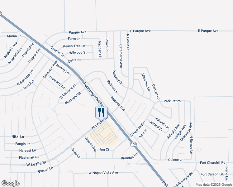 map of restaurants, bars, coffee shops, grocery stores, and more near 6540 Sahara Lane in Pahrump