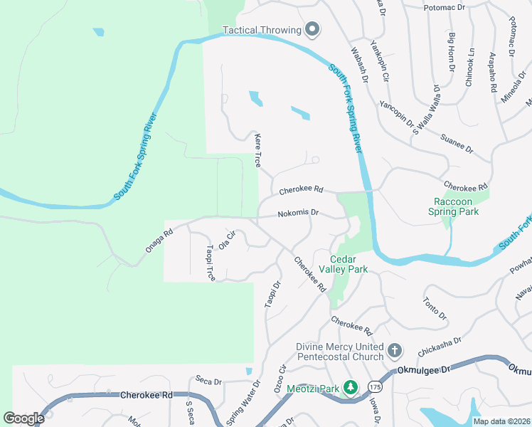 map of restaurants, bars, coffee shops, grocery stores, and more near 88 Cherokee Road in Cherokee Village