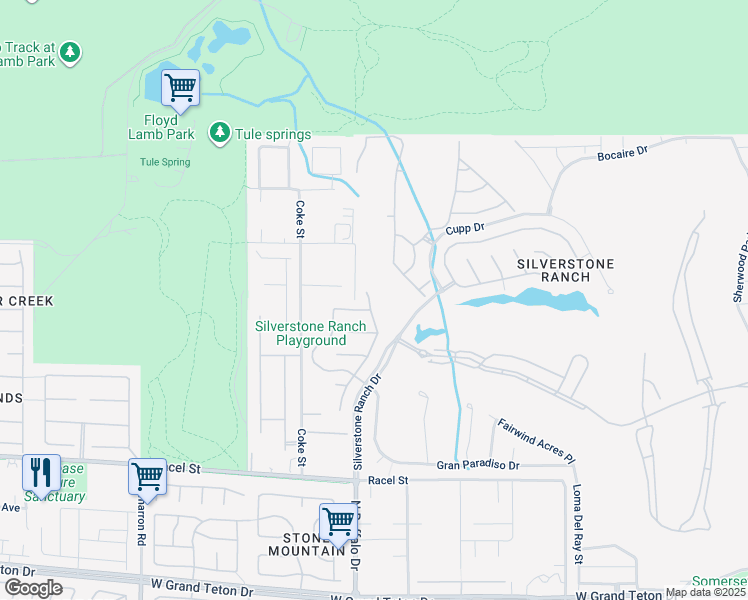 map of restaurants, bars, coffee shops, grocery stores, and more near 8620 River Ridge Drive in Las Vegas