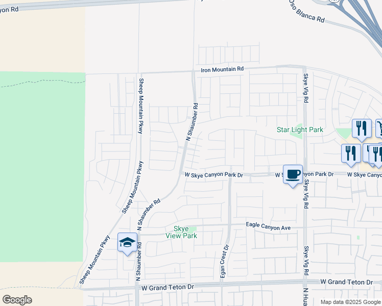 map of restaurants, bars, coffee shops, grocery stores, and more near Unnamed Road in Las Vegas
