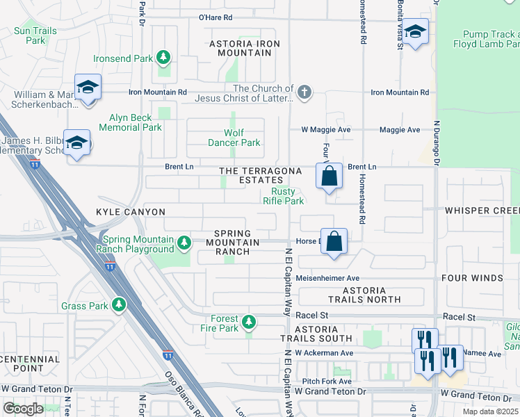 map of restaurants, bars, coffee shops, grocery stores, and more near 8816 Saint Cloud Court in Las Vegas