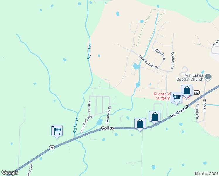map of restaurants, bars, coffee shops, grocery stores, and more near 269 Town Park Drive in Mountain Home