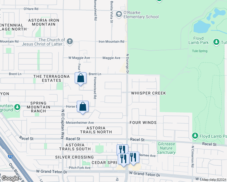 map of restaurants, bars, coffee shops, grocery stores, and more near 8417 Starstruck Avenue in Las Vegas
