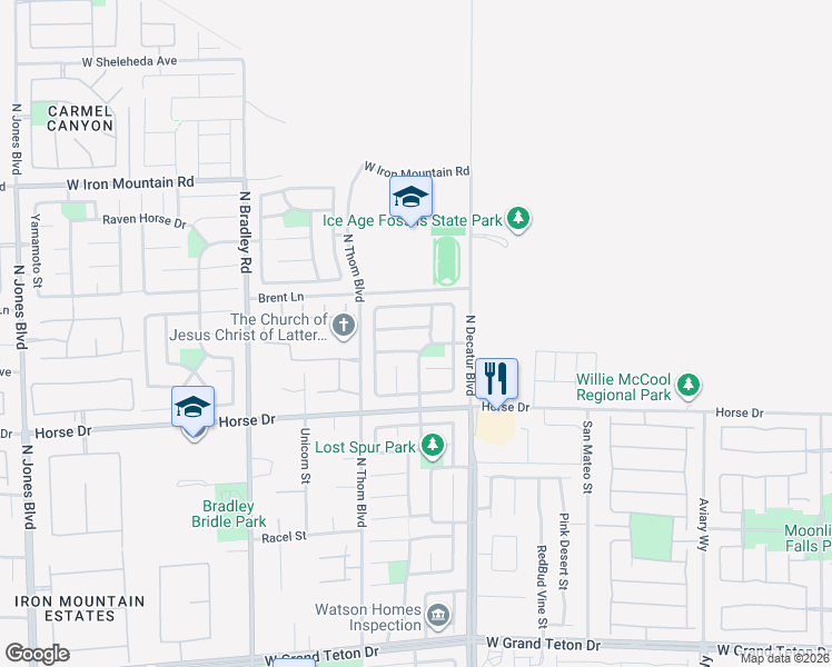 map of restaurants, bars, coffee shops, grocery stores, and more near 4940 Lazy Day Court in Las Vegas