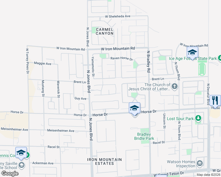 map of restaurants, bars, coffee shops, grocery stores, and more near 8516 Dakota Trace Court in Las Vegas