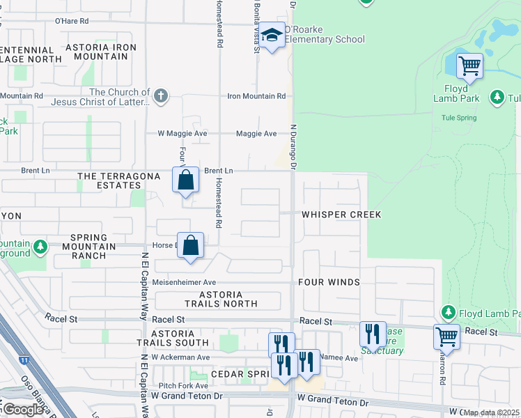 map of restaurants, bars, coffee shops, grocery stores, and more near 8417 Starstruck Avenue in Las Vegas