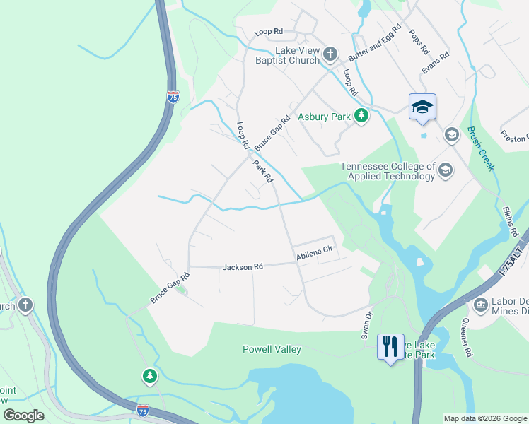 map of restaurants, bars, coffee shops, grocery stores, and more near 535 Park Road in Caryville