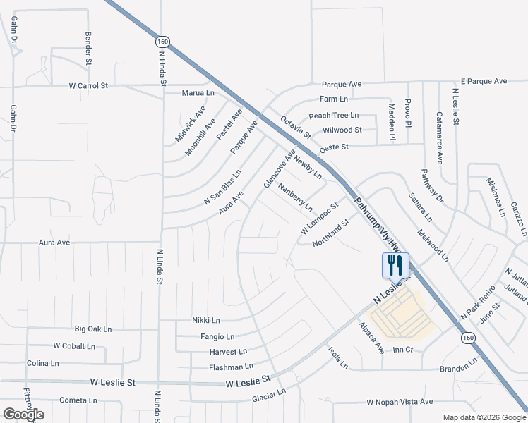 map of restaurants, bars, coffee shops, grocery stores, and more near 6670 Gallup Court in Pahrump