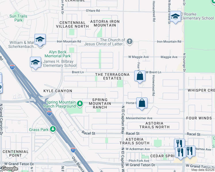 map of restaurants, bars, coffee shops, grocery stores, and more near 8804 Hayloft Street in Las Vegas