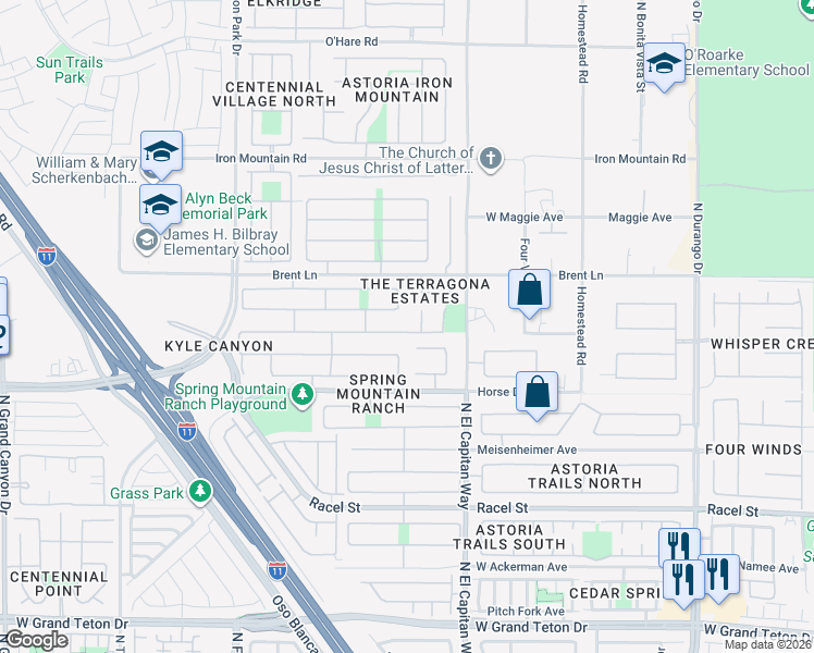 map of restaurants, bars, coffee shops, grocery stores, and more near 8804 Hayloft Street in Las Vegas