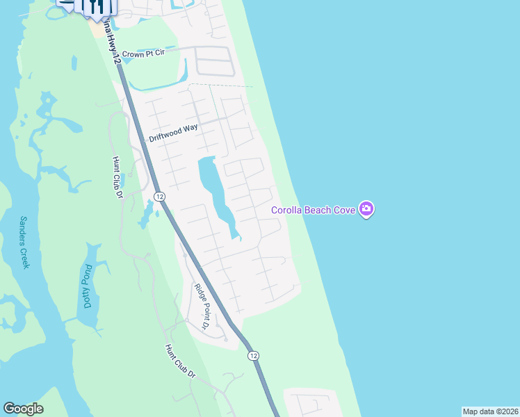 map of restaurants, bars, coffee shops, grocery stores, and more near 605 Wave Arch in Corolla