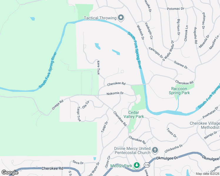 map of restaurants, bars, coffee shops, grocery stores, and more near 76 Cherokee Road in Cherokee Village