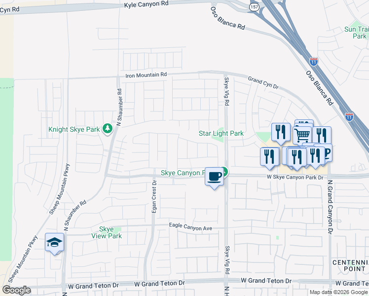 map of restaurants, bars, coffee shops, grocery stores, and more near 8705 Marcana Street in Las Vegas