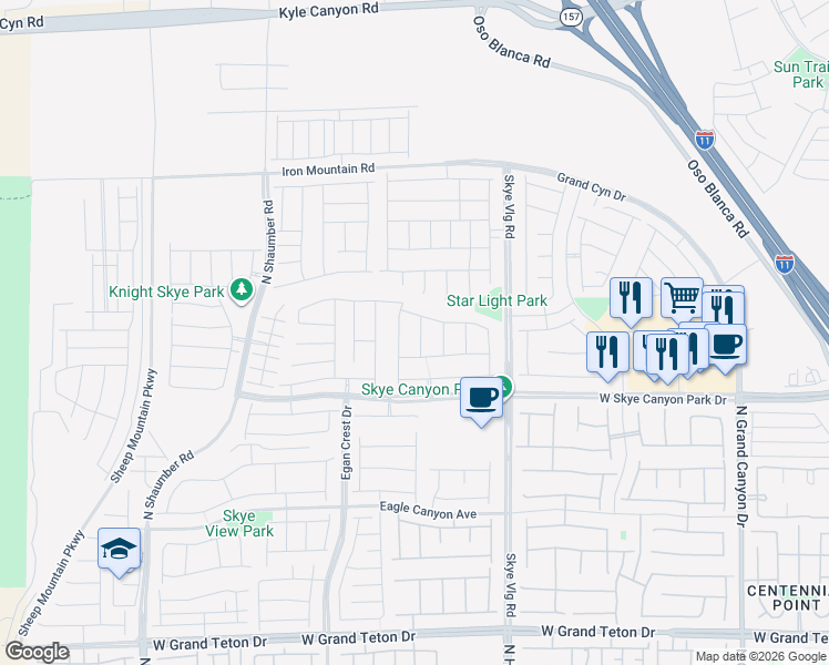 map of restaurants, bars, coffee shops, grocery stores, and more near 8705 Marcana Street in Las Vegas