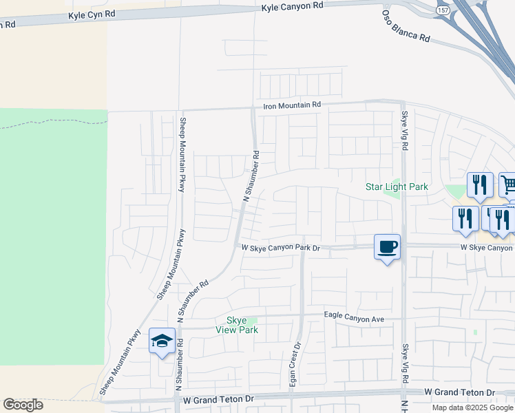 map of restaurants, bars, coffee shops, grocery stores, and more near Puli Drive in Las Vegas